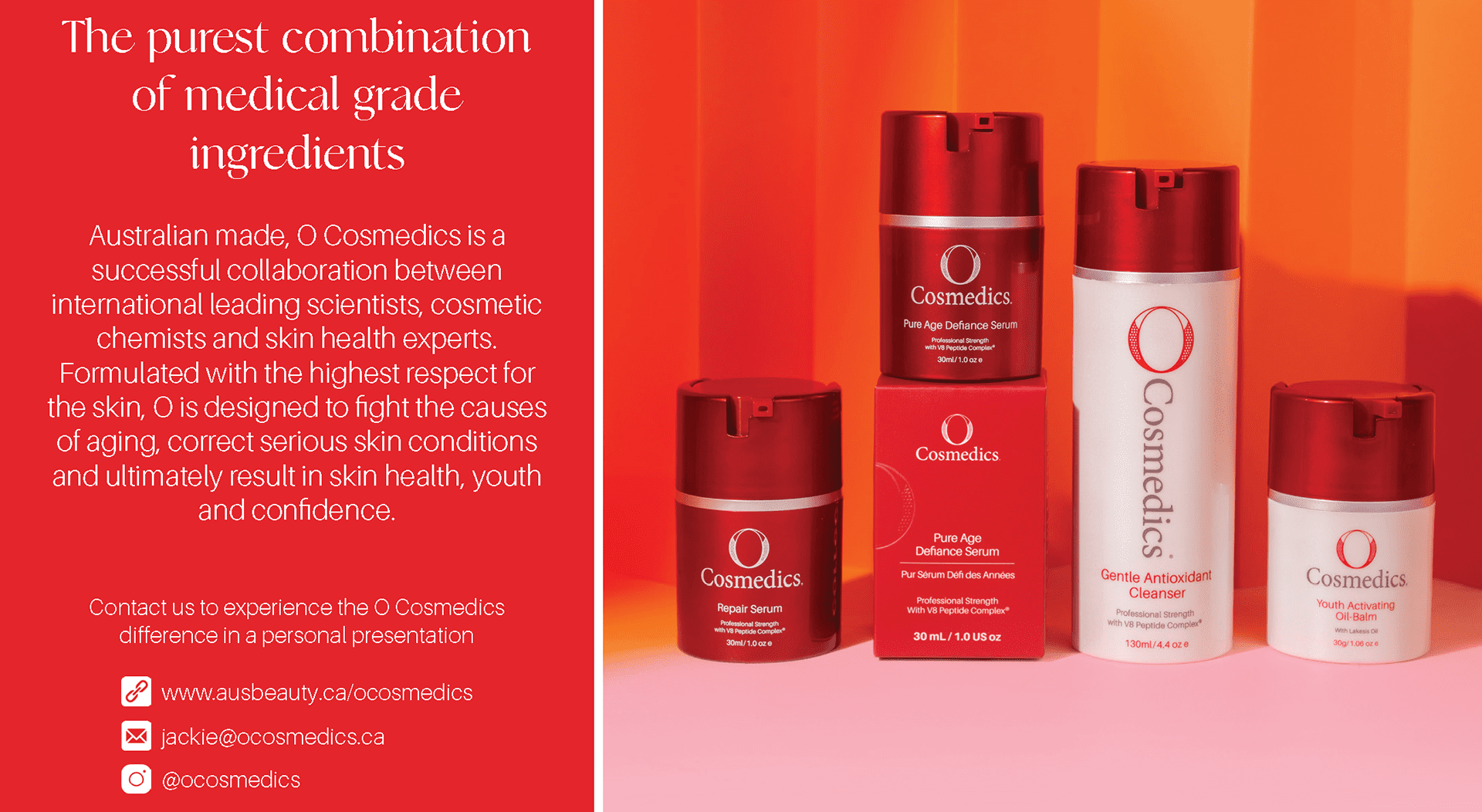 Poster AD for O Cosmedics Anti Aging Products
