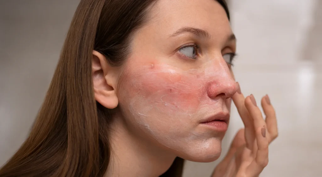 a-lady-with-rosacea-condition A lady with skin condition - understanding rosacea